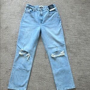 Abercrombie & Fitch Blue Straight Leg Distressed Jeans